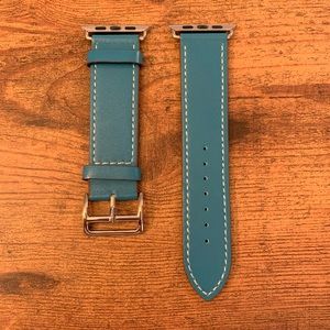 Blue Leather Apple Watch Band 42mm / 44mm